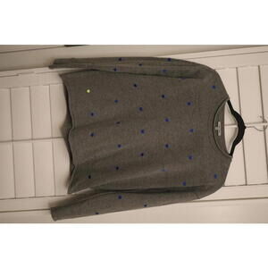 Lisa Todd gray sweater with blue & green hearts size XS